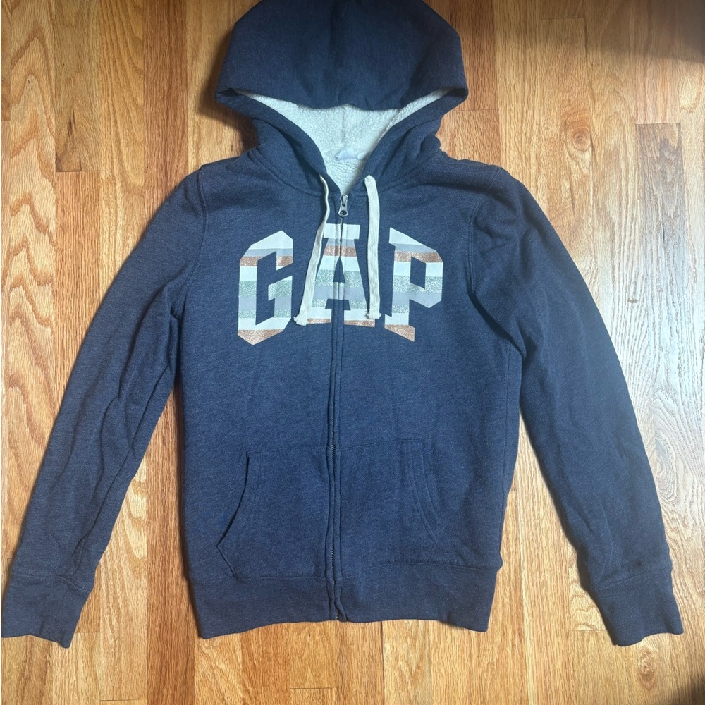 GAP Dark Blue Full-Zip Hoodie with Sherpa